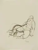 Hermaphrodite - Erotic Scene by George Grosz, Pen and ink with lavis on thin laid paper, sold Dec 2008