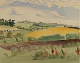 Felder in Angeln (Fields in Angeln) by Erich Heckel, Watercolour on fibrous Japanese paper, sold Dec 2008