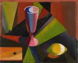 Heinrich Hoerle, Still-Life with Glass and Lemon, Oil on cardboard