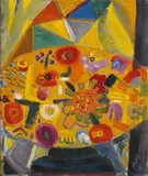 Ida Kerkovius, Flowers on yellow Ground, Oil on burlap