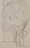 Flower Still-Life (Daffodils in a Jug) by Ernst Ludwig Kirchner, Pencil drawing on ivory coloured, smooth drawing paper, sold Dec 2008
