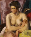 Charles Kvapil, Female Half-Nude, Oil on canvas