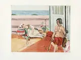 Henri Matisse, Odalisque sur la terrasse, Colour aquatint by Jacques Villon after the painting by Henri Matisse. On heavy Arches wove paper