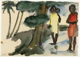 New Guinea Women by Emil Nolde, Watercolour and black ink on thin Japanese laid paper, sold Dec 2008