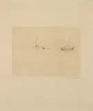 Emil Nolde, Ships without Wind, Drypoint and etching, printed brown and with light tone, on heavy firm wove paper