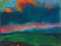 Emil Nolde, Evening Marsh Landscape (Seebüll), Watercolour on thick Japanese paper