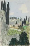 Landscape near Florence I by Max Peiffer Watenphul, Watercolour and pencil on light coloured Ingres laid paper, sold Dec 2008