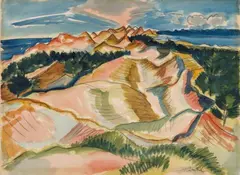 Dune Landscape by Max Pechstein, Watercolour over graphite drawing on ivory coloured, lightly textured sturdy paper, sold Dec 2008