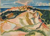 Max Pechstein, Dune Landscape, Watercolour over graphite drawing on ivory coloured, lightly textured sturdy paper