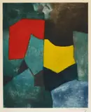Serge Poliakoff, Composition rouge, verte, jaune et bleue, Colour aquatint on wove paper