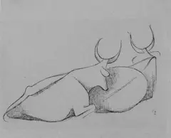 Emy Roeder, Two Buffalos. Pair of Goats, 2 charcoal drawings: on umber coloured wove paper (with perforation on the right margin)