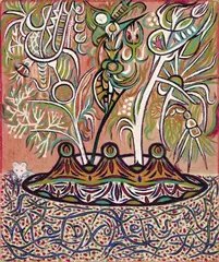 Germain Van der Steen, Fleurs (aux sourris blancs), Oil on cardboard