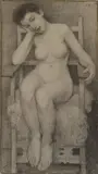 Heinrich Vogeler, Seated Female Nude, Charcoal drawing on light gray paper