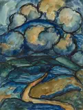 Eberhard Viegener, Mountain Landscape under Clouds, Watercolour and brush and ink on simple watercolour paper