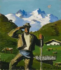 Alfons Walde, Hiker in Tirol, Opaque colour and oil tempera on simple sturdy paper