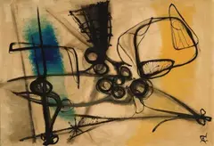 55/177 by Rolf Cavael, 1955, Öl auf Karton, auf Leinwand montiert, sold Dec 2008