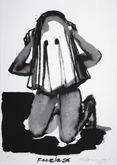 Faceless by Marlene Dumas, Silkscreen on textured wove paper, sold Dec 2008