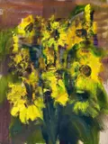 Sonnenblumen (Sun Flowers) by Rainer Fetting, Oil on canvas, sold Dec 2008