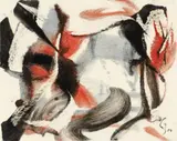 Untitled by Karl Otto Götz, Mixed media on ivory coloured, light textured paper with irregular lateral edges ca, sold Dec 2008