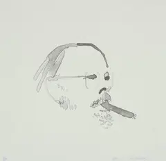 Henry with Cigar by David Hockney, Lithograph on buff wove paper, sold Dec 2008