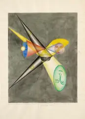 Thomas Huber, Zur Konstruktion des Heiligenscheins (For the Construction of the Halo), Tempera over pencil on cardboard