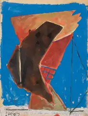 Untitled by Markus Lüpertz, Oil, gouache and colour crayon on beige paper, sold Dec 2008