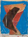 Untitled by Markus Lüpertz, Oil, gouache and colour crayon on beige paper, sold Dec 2008