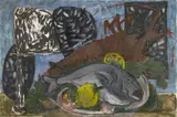 Stilleben / Still-Life by Markus Lüpertz, Oil on canvas, sold Dec 2008