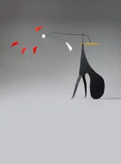 Untitled by Manuel Marín, Sculpture with a number of coloured iron elements on movable hangers, on a standing black iron element, sold Dec 2008