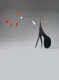 Manuel Marín, Untitled, Sculpture with a number of coloured iron elements on movable hangers, on a standing black iron element