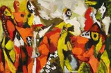 Untitled (Bucolic Scene II) by Ernst Wilhelm Nay, Gouache on textured paper, sold Dec 2008