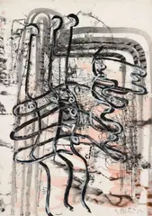 Markus Oehlen, Untitled, Watercolour, opaque white and ink on thin, textured paper