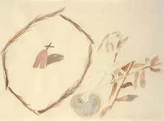 Untitled by Mimmo Paladino, Watercolour and pencil on heavy chamois coloured paper, sold Dec 2008