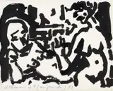 A. R. Penck, 2 Women, Ink on textured cardboard