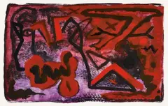 Untitled (A + B) by A. R. Penck, Acrylic on roughly textured paper, sold Dec 2008