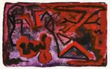 Untitled (A + B) by A. R. Penck, Acrylic on roughly textured paper, sold Dec 2008