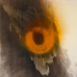 Otto Piene, Orange Licht / Orange Light, Oil, traces of fire and soot on canvas
