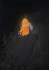 Omen by Otto Piene, Oil and traces of fire on canvas, sold Dec 2008