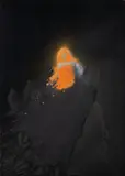 Otto Piene, Omen, Oil and traces of fire on canvas