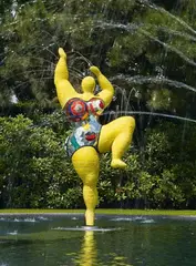Niki de Saint Phalle, Untitled (Nana, Fountain Figure), Fountain sculpture with integrated water conduit system and numerous water jet nozzles attached along the silhouette of the figure.