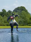 Niki de Saint Phalle, Untitled (Nana, Fountain Figure), Fountain sculpture with integrated water conduit system and numerous water jet nozzles attached along the silhouette of the figure.