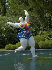 Niki de Saint Phalle, Untitled (Nana, Fountain Figure), Fountain sculpture with integrated water conduit system and numerous water jet nozzles attached along the silhouette of the figure.