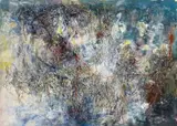 Bernard Schultze, Untitled, Gouache, watercolour and colour crayon on cardboard (its verso printed)
