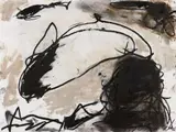 Emil Schumacher, Untitled (G-66), Gouache and oil crayon on cardboard
