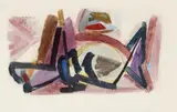 Hann Trier, Zusammenfassung / Summary, Watercolour over monotype on textured cardboard