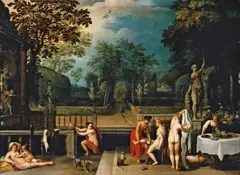 Jan Brueghel the Younger, VENUS, AMOR, DIANA AND NYMPHS, Oil on panel (parquetted)