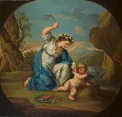 German School, circa 1790, VENUS PUNISHING PROFANE LOVE, Oil on canvas (relined)