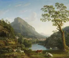 Jacob Philipp Hackert, VIEW OF MULINA IN THE VALLY OF LA CAVA, Oil on canvas (relined)