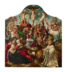 attributed to Bernard van Orley, Mount Calvary, Oil on panel