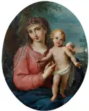 Roman School, 18th century, MADONNA WITH CHILD, Oil on copper